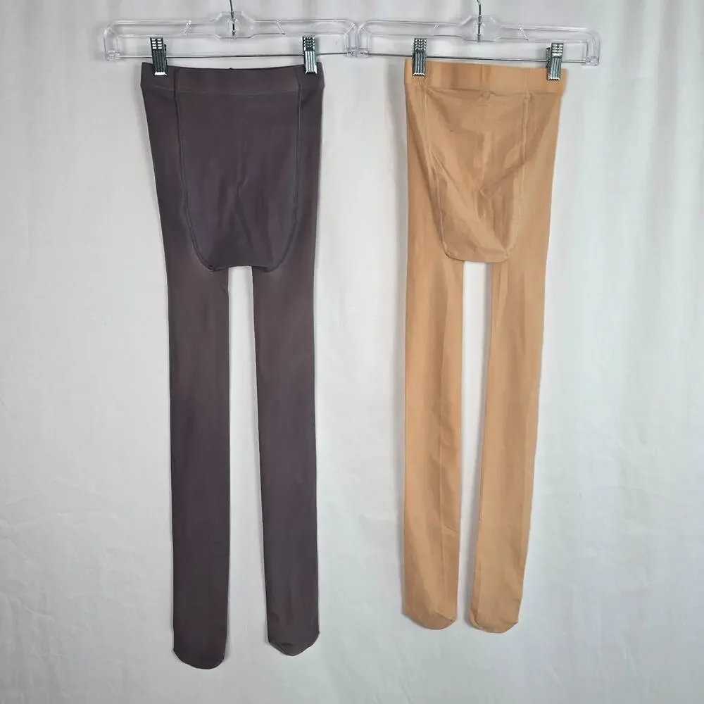 Oeak Tights Women's S/M 2 Pairs Nude and Charcoal NWT